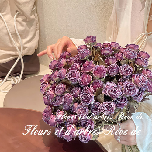 高级感保加利亚玫瑰花仿真花