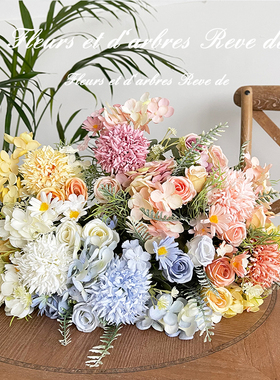 高档玫瑰绣球仿真花假花装饰花
