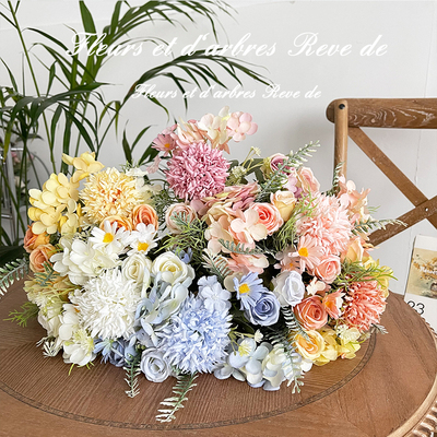 高档玫瑰绣球仿真花假花装饰花