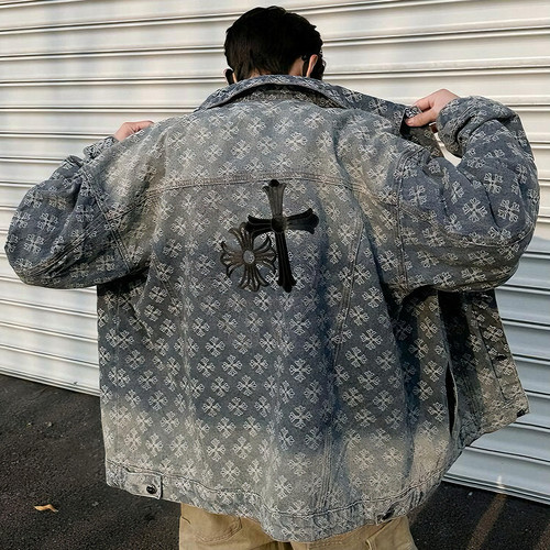 Aboutmemory男士烫钻牛仔外套