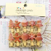 新款 圣诞铃铛幼儿园装 饰照片墙家居用花店卡片木制品便签小木夹子