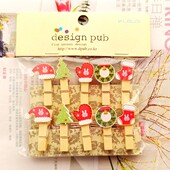 圣诞手套帽子工艺装 饰宿舍相片墙麻绳房间DIY悬挂照片墙小木夹子