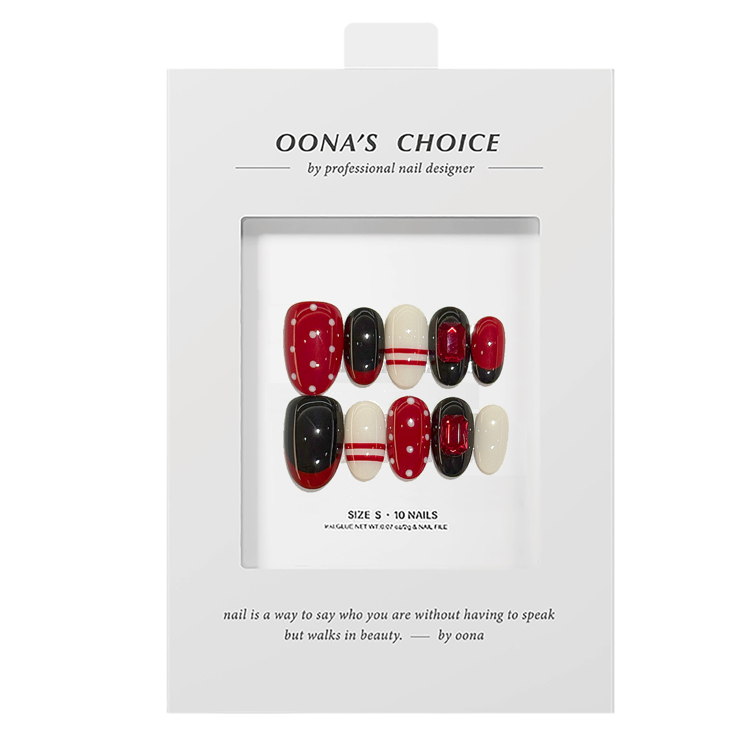 【米琦】经典黑红配色超可爱童趣款杏仁波点小短甲美甲穿戴甲