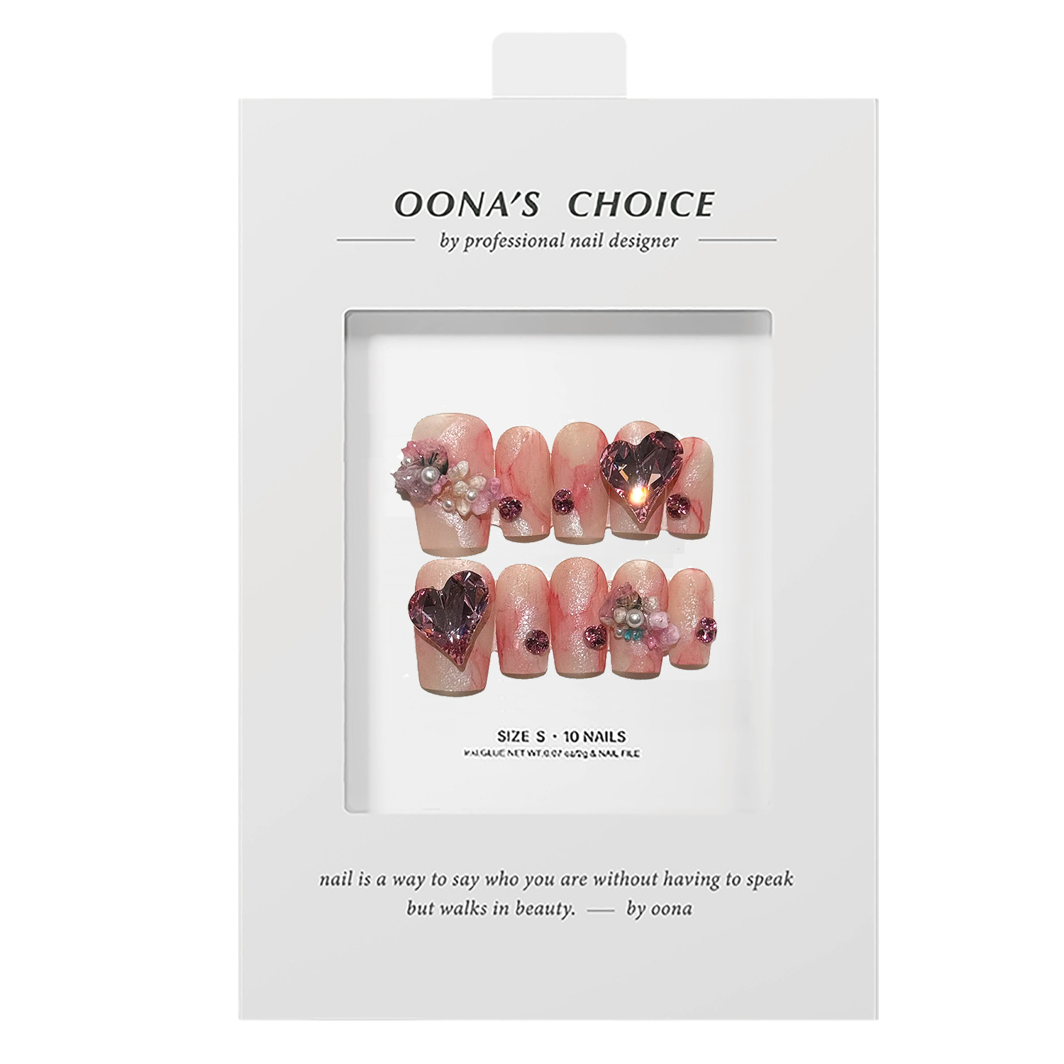 【十里蔷薇】全华钻设计款立体干花晕染磨砂美甲粉色系方甲穿戴甲