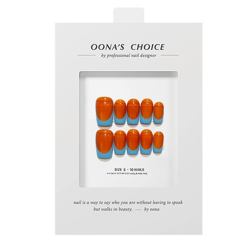 【波普艺术】超绝橙蓝撞色法式美甲夏日海岛度假风时髦精穿戴甲