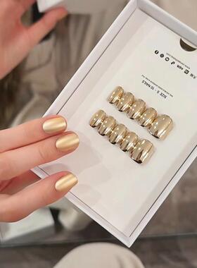 【古法金】新款周某福黄金质感新年吸金美甲磨砂哑光金色穿戴甲