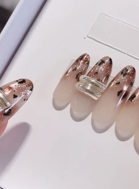 【巴比伦】秋冬氛围感金色豹纹猫眼杏仁甜辣美甲穿戴甲新年战甲