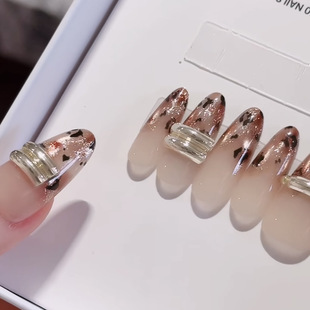 【巴比伦】秋冬氛围感金色豹纹猫眼杏仁甜辣美甲穿戴甲新年战甲