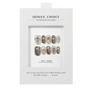 白金色少女心美甲温柔韩系清冷感穿戴甲 全华钻设计款 礼物盒子