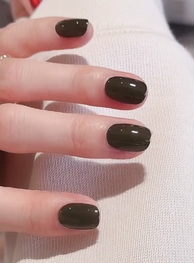 【深橄榄绿】复古绿色经典橄榄绿纯色美甲黄皮显白秋冬小众穿戴甲