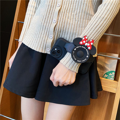 适用苹果16手机壳镜子腕带手机壳