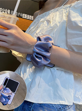 高级霞光紫弹力丝绸腕带适用小米mixflip2手机壳折叠屏w26适用三星zflip7防摔56适用摩托罗拉Razr60Ultra女50