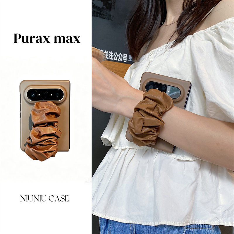 皮质弹力手腕带适用华为puraxmax手机壳pocket2折叠屏小米mixflip2防摔套荣耀magicVflip2硬壳简约OPPOfindn3