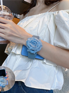 原创牛仔花朵腕带适用华为PuraX手机壳折叠屏典藏版p50pocket2荣耀magicVflip防摔nova女oppofindn3n2潮vivoX