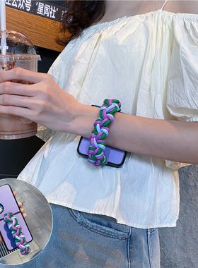 紫色编织带手腕带适用华为pocket2手机壳purax硬壳P50小折叠屏s适用小米MIXflip2外壳适用三星ZFlip7/6小众54