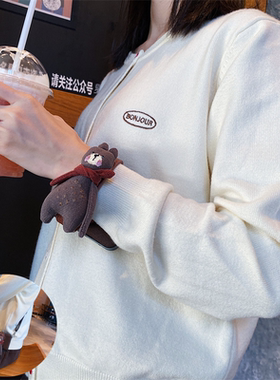 卡通毛绒熊手腕带适用华为PuraX手机壳pocket2中轴保护折叠屏nova斜挎绳适用荣耀magicvflip2适用oppofindn3