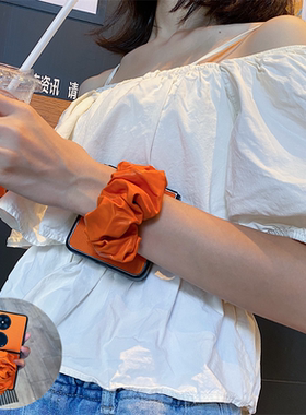 高级感橙色皮质弹力腕带适用华为pocket2手机壳折叠屏PuraX典藏nova荣耀magicvflip2适用oppofindn3n2女vivoX