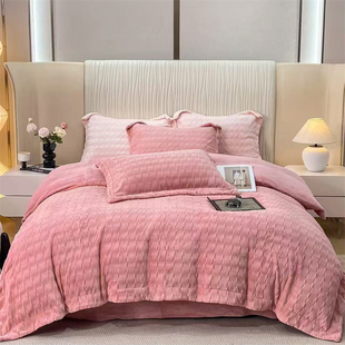 高克重260克9.5斤轻奢宽边芙缇绒牛奶绒四件套 冬季 2025爆款 新款