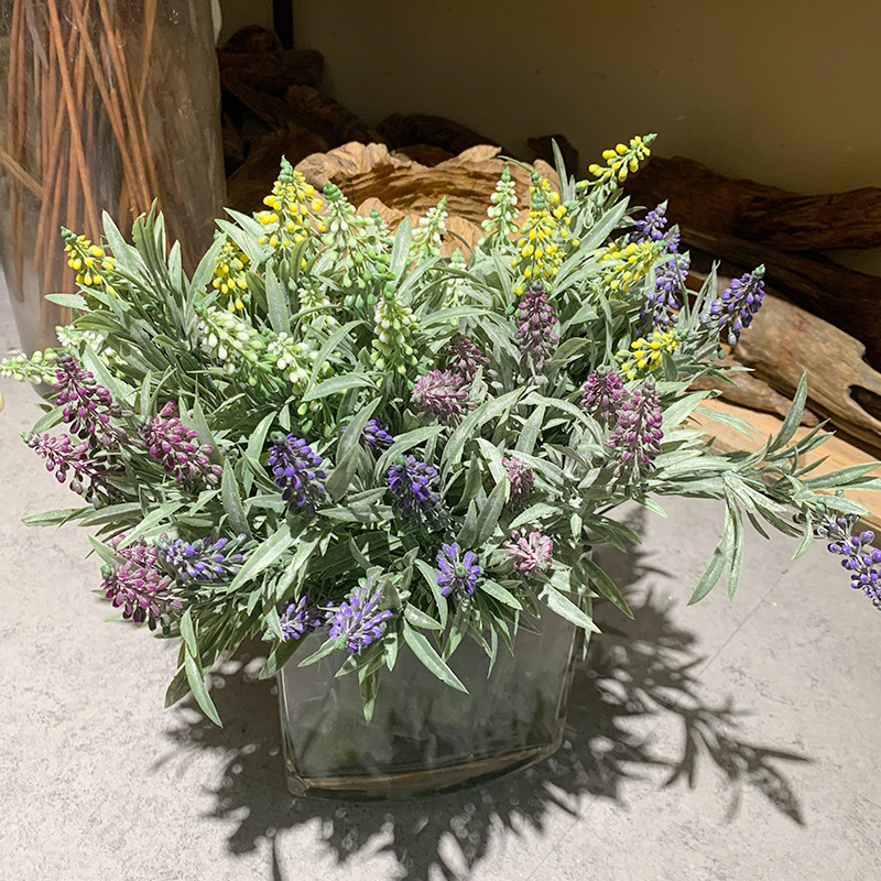 薰衣草仿真假花假草普罗旺斯塑料花装饰花室内客厅餐桌玄关麦冬草