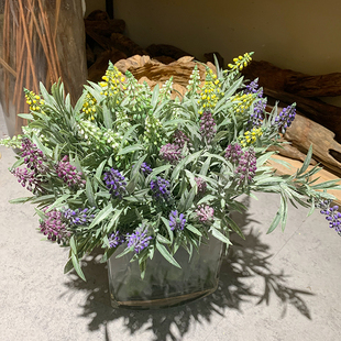 薰衣草仿真假花假草普罗旺斯塑料花装饰花室内客厅餐桌玄关麦冬草
