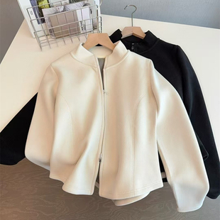 巨显瘦自发热石墨烯拉链卫衣女秋冬加厚磨毛修身显瘦短款外套夹克