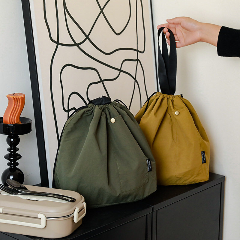 PAGOO大容量饭盒袋工装束口上班便当包带饭保鲜保温野餐包手提袋