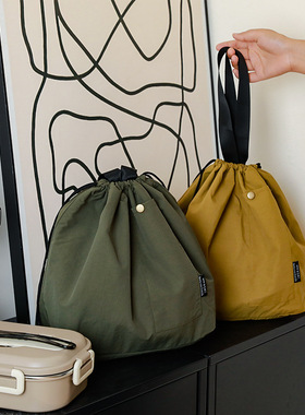 PAGOO大容量饭盒袋工装束口上班便当包带饭保鲜保温野餐包手提袋