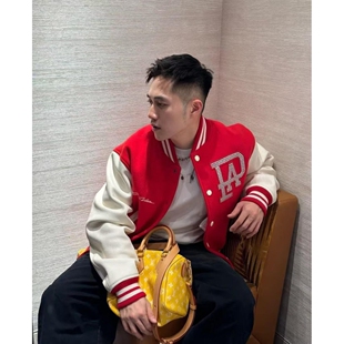 Broken Moon白敬亭同款美式休闲珍珠烫钻棒球服高街宽松夹克外套