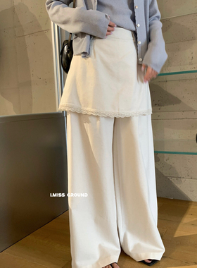 IMISS-春上新韩标气质蕾丝边假两件休闲裤R20383