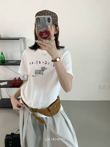 ACME PRETTY白色宽松短袖t恤女韩版百搭基础正肩显瘦体恤上衣W235