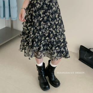 SUSAN 素花朵不规则设计气质半身裙3232s 夏上新怒推流行元