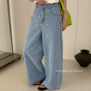 SUSAN MW3805 夏上新牛仔赢家夏日氛围感显瘦刺绣牛仔裤