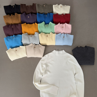 LOVELY韩系半高领后纽扣设计感百搭针织打底衫 M3817