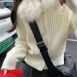 毛领不可拆 坑条拉链网感休闲舒适外搭保暖毛衣 25198 STUDIO MZI