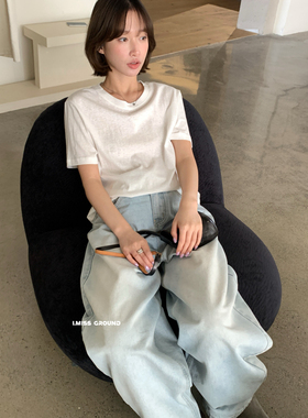 IMISS-26年早春韩标简约宽松圆领舒适多色短袖T恤R2239