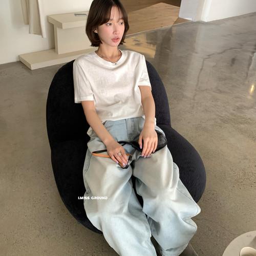 IMISS-26年早春韩标简约宽松圆领舒适多色短袖T恤R2239