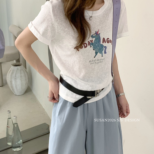 SUSAN T恤3288s 夏上新韩系卡通印花减龄百搭短袖