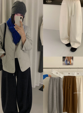 MZI STUDIO-备韩标冬季软软糯糯超舒适抽绳弯刀糯米休闲裤19086##