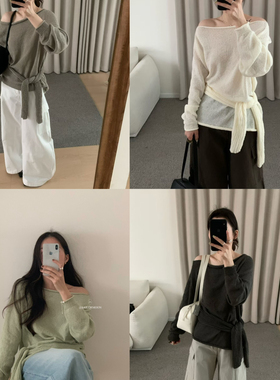 想象SAILORMOON -26年早春一字肩绑腰气质针织衫YS1-88075