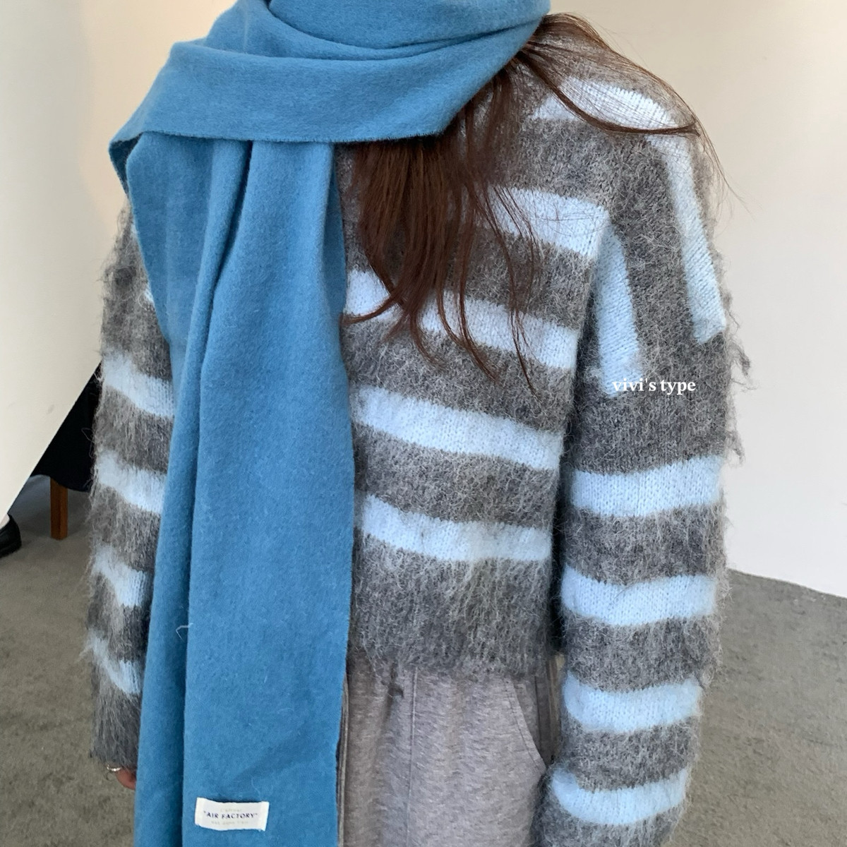 VIVIS TYPE-冬上新V领条纹拉毛保暖毛衣YS1-3162