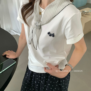 配丝巾 T恤 Si99 夏上新韩系ins简约博主风短袖 SUSAN
