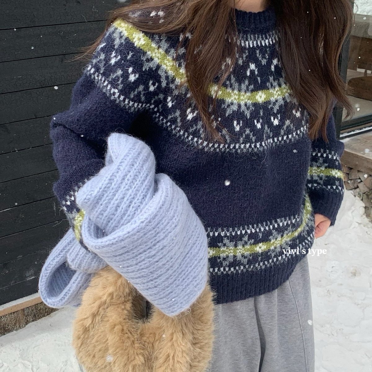 VIVIS TYPE-冬上新复古费尔岛套头毛衣毛衣8810#