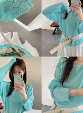 ULOUR/U粒-韩系泡菜国同款短款防晒针织衫色系好好看针织衫55575