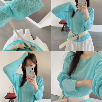 ULOUR/U粒-韩系泡菜国同款短款防晒针织衫色系好好看针织衫55575