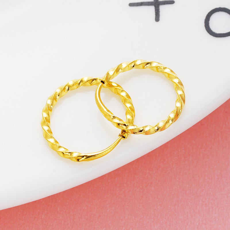 耳环活扣麻花光面黄铜镀金