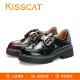 真皮厚底孟克鞋 小D扣乐福鞋 增高小皮鞋 KISSCAT接吻猫2026新款 单鞋