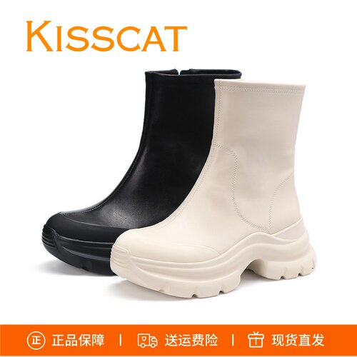 接吻猫厚底弹力靴KA54721-52牛皮