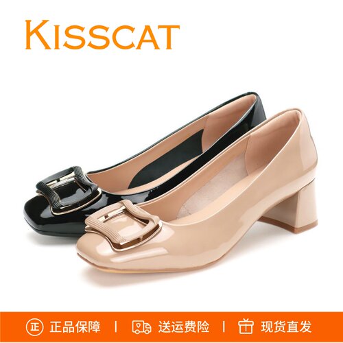 接吻猫粗跟单鞋高跟鞋KA65129-11