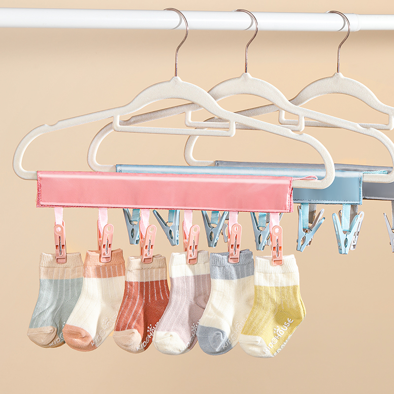 旅行折叠衣架便携式晾衣架子旅游出差酒店晾晒内衣袜子布艺挂夹子