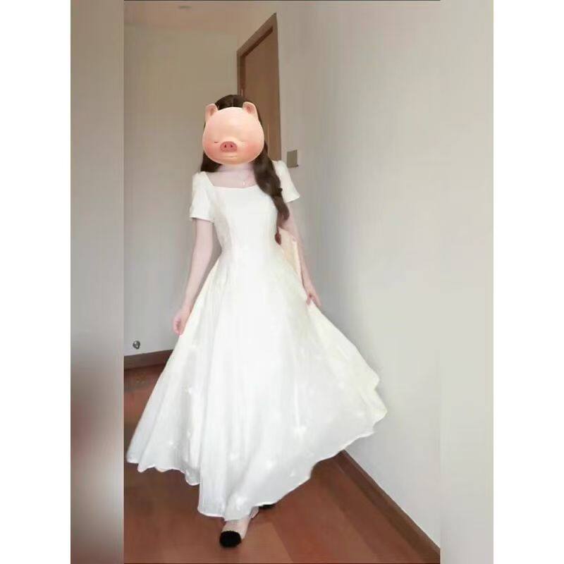 法式连衣裙女夏日漂亮甜美初恋温柔白月光高级感收腰显瘦公主长裙